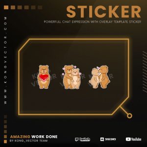 sticker,preview,valentine bear,kongvector.com